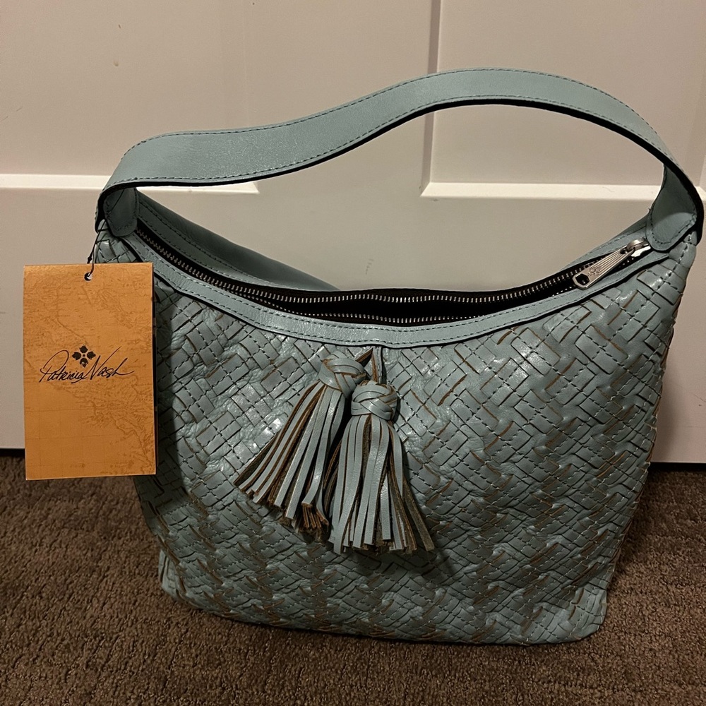 NWT Patricia Nash Authentic Leather Braided purse! Beautiful turquoise color.